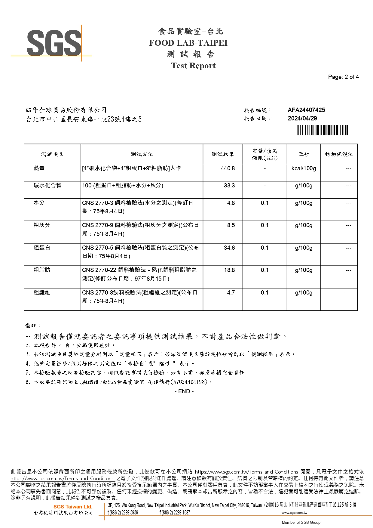 營養成分分析報告第2頁
