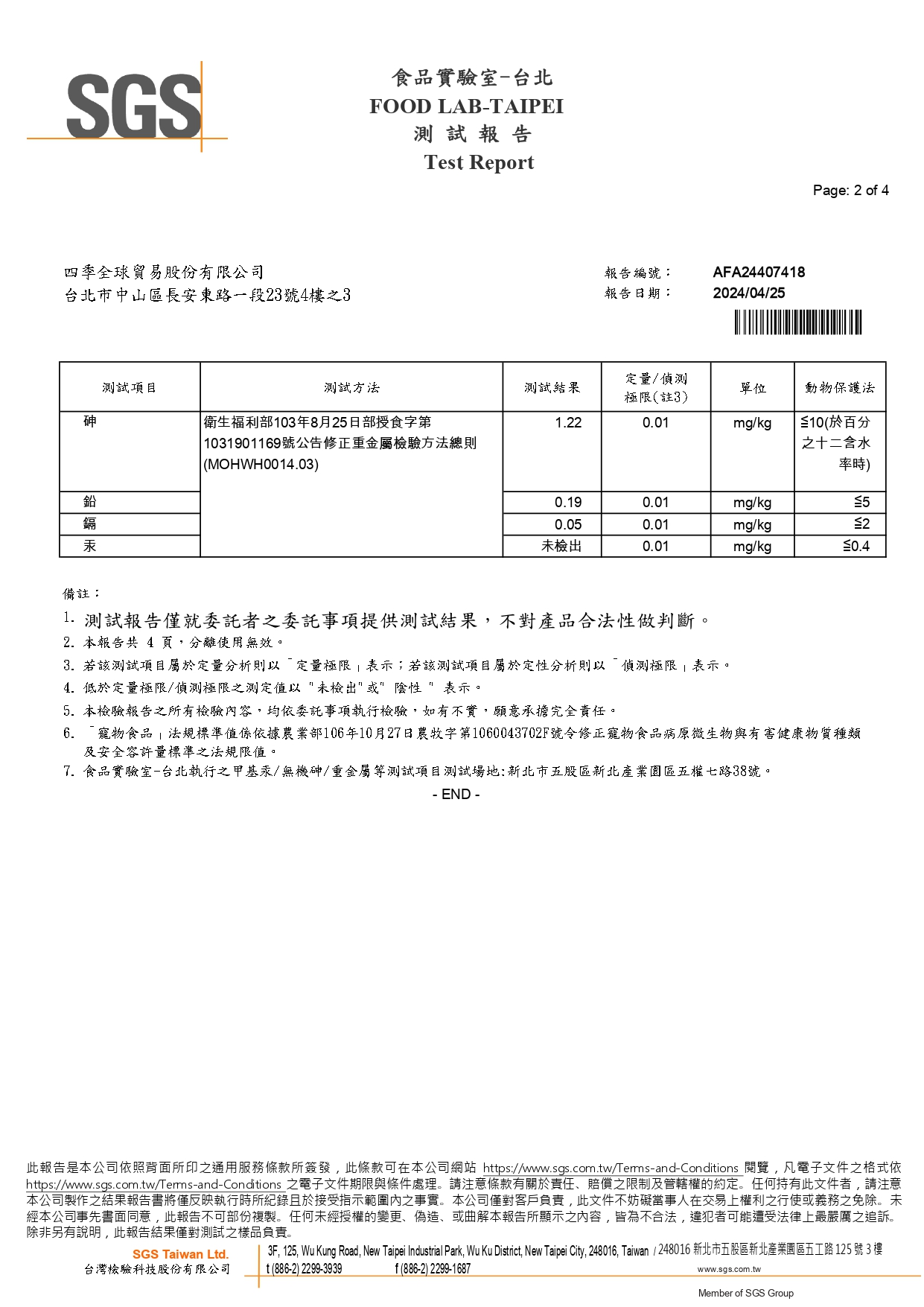 重金屬檢驗報告第2頁